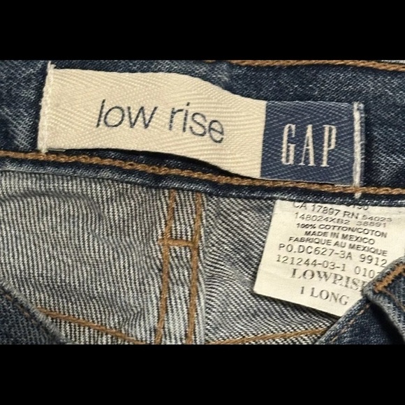 VTG Gap Jeans Women 1 Long Low Rise Straight Leg Blue Denim Button Fly 5 Pocket - Picture 2 of 4